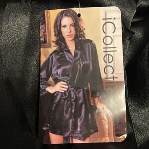 Silky Black Robe with tie